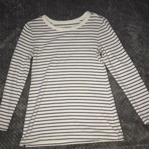 White and blue striped shirt